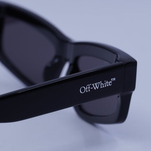 Off-White OERI135 MIRAMAR 1307 Sunglasses Black with White Stone Rectangle Frame - Picture 6 of 10